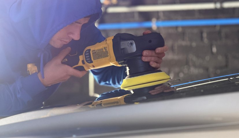 Paint correction process removing scratches and swirls